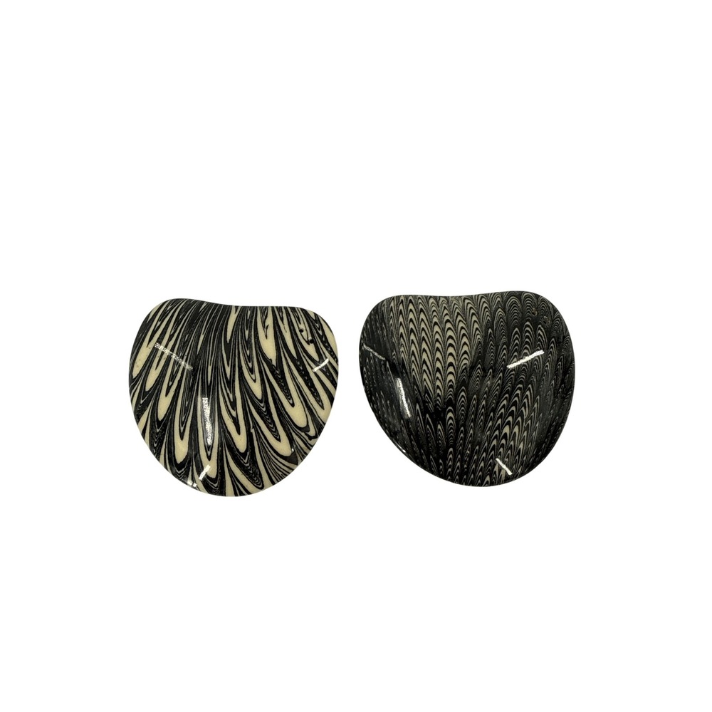 Beth Forer Nerikomi Black White Porcelain Salt Pepper Shakers Set 2 Feathered